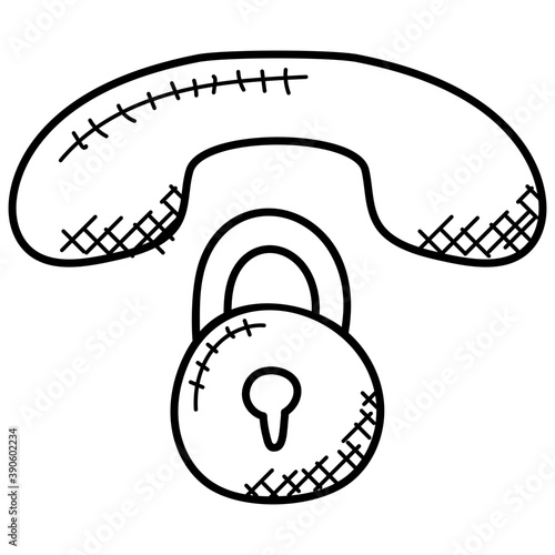 
A phone receiver over a padlock showing concept of phone lock
