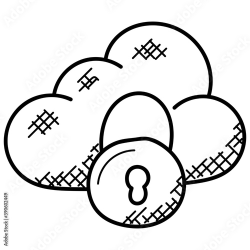 
Clouds with a padlock and keyhole means cloud protection
