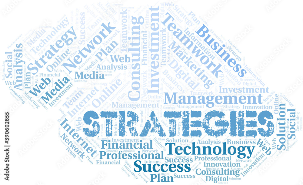 Obraz premium Strategies word cloud create with text only.