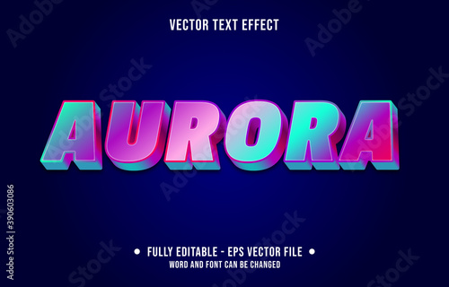 Editable text effect - aurora purple and cyan color modern gradient style