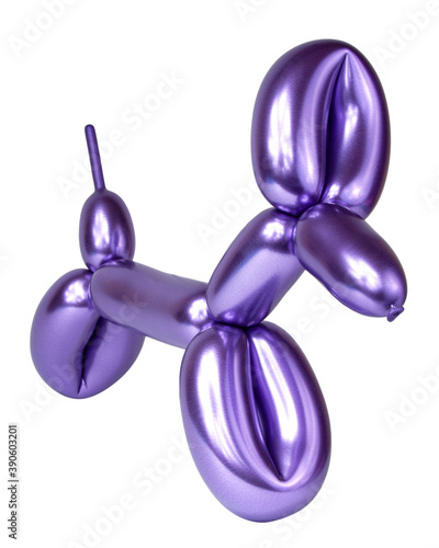 Violet bright balloon dog isolated on the white