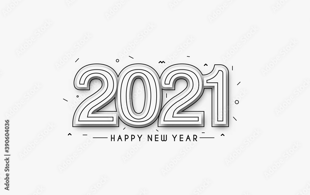 Happy New Year 2021 Text Typography Design Patter, Vector illustration. Happy New Year 2021 Text Typography Design Patter, Vector illustration.