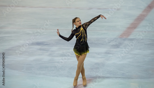 young female ice skater starting her program in front of the judges ,France ,