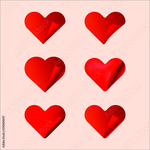 Beautiful slided heart icons set