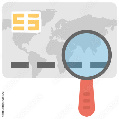 
Magnifying glass detecting credit card fraudulent transactions
