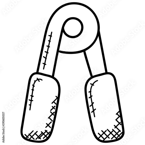 
Two handles attached with a metal for griping purpose depicting the concept of hand grips for exercise. 
