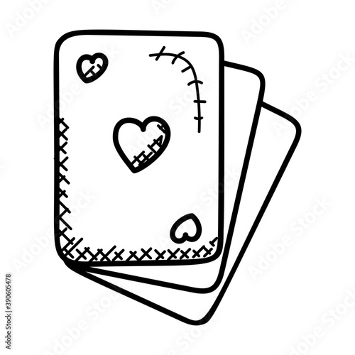 
Multiple cards with heart shape design doodle showing the poker cards.
