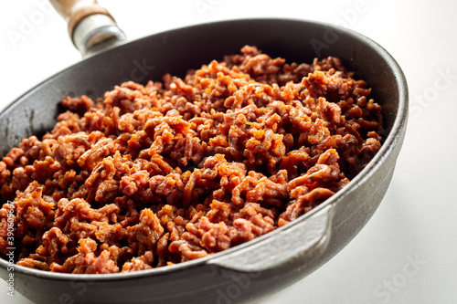 Tableau sur toile Tasty meal of spicy soy based vegan mince meat