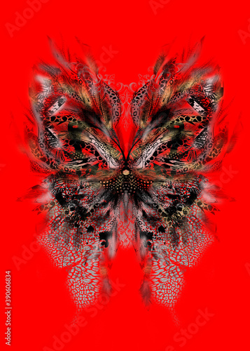 Tribal feather Butterly design print
