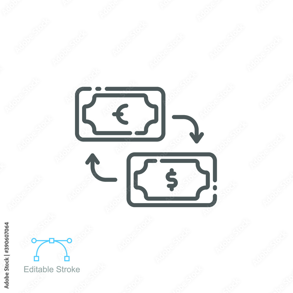 Currency exchange rate icon. Bitcoin and dollar turnover. Cryptocurrency technology. Digital virtual electronic coins bitcoins. Capital investment. editable stroke vector illustration design. EPS 10 Currency exchange rate icon. Bitcoin and dollar turnover. Cryptocurrency technology. Digital virtual electronic coins bitcoins. Capital investment. editable stroke vector illustration design. EPS 10