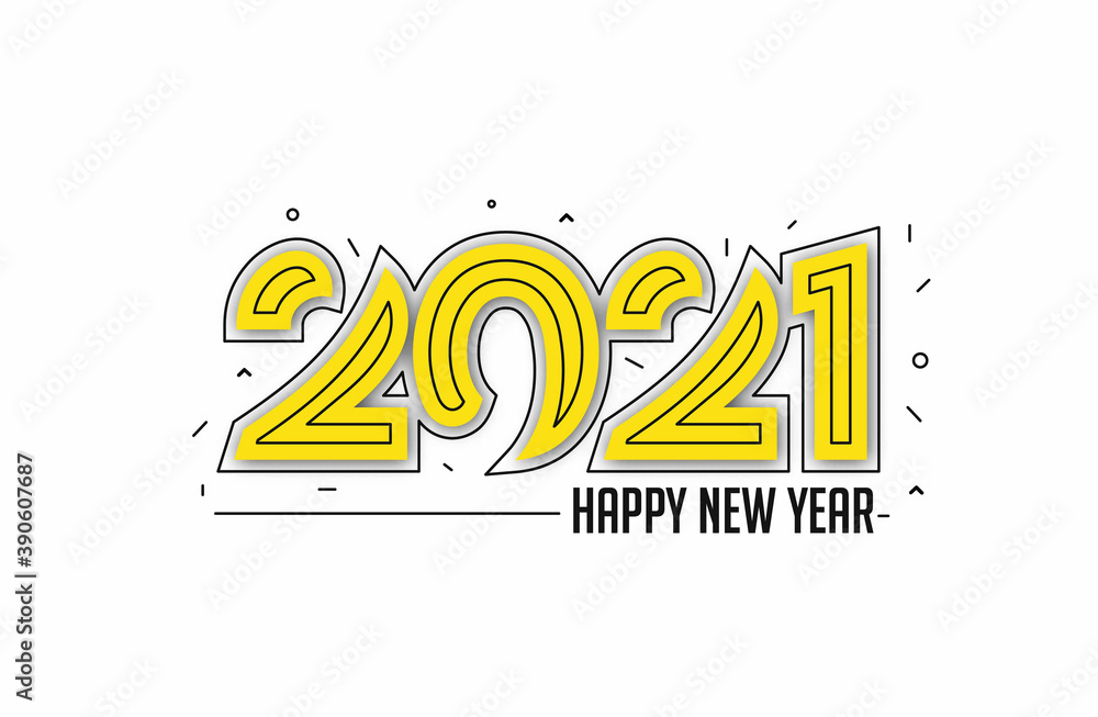 Happy New Year 2021 Text Typography Design Patter, Vector illustration. Happy New Year 2021 Text Typography Design Patter, Vector illustration.
