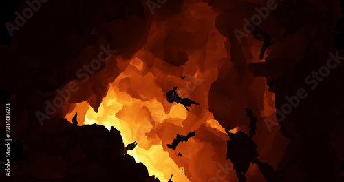 Abstract Fire And Flame 3D Illustration Render. High Quality CG Render.