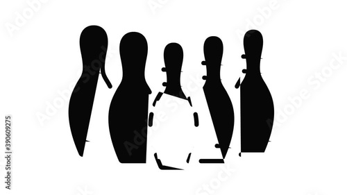 Bowling icon animation. Motion set of best icons and then each objects is shown separately