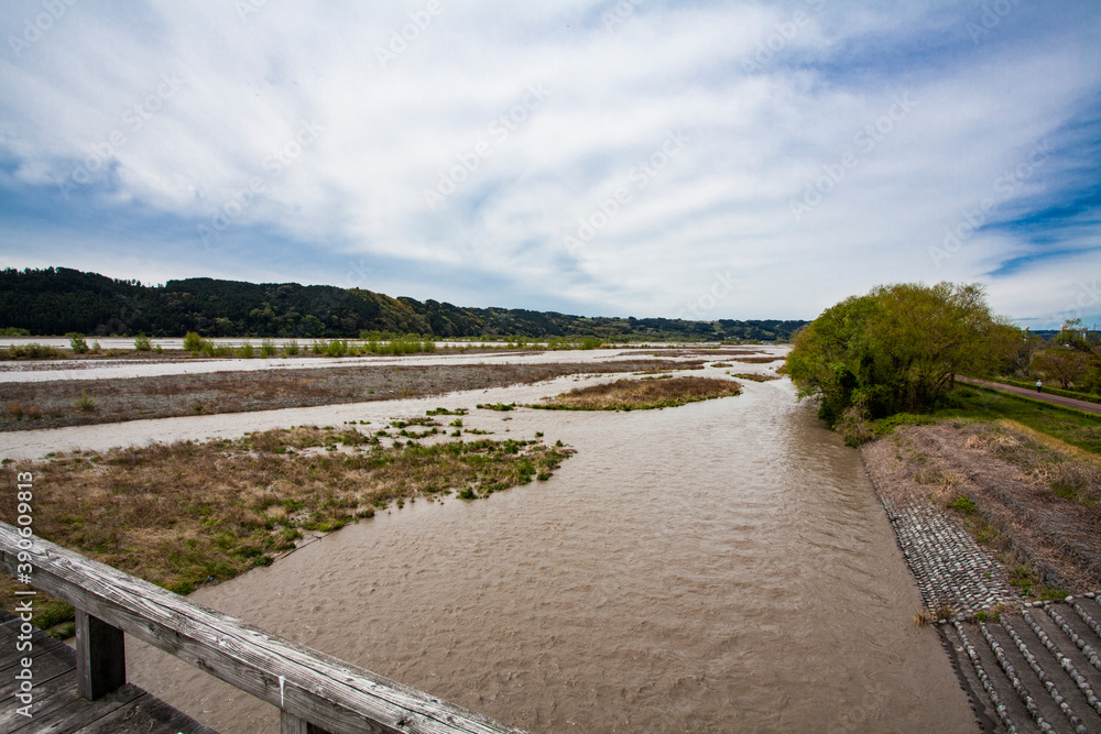 蓬莱橋から撮った大井川