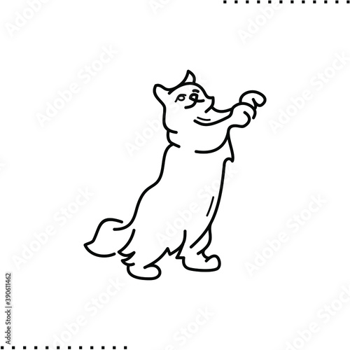 playful Birman cat standing on    vector icon in outlines