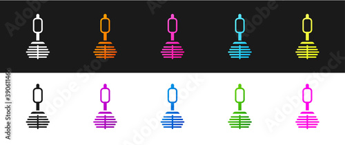 Set Toilet brush icon isolated on black and white background. Vector.