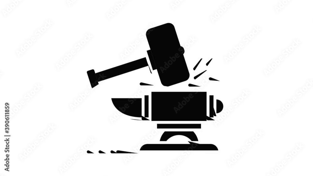 Anvil icon animation. Motion set of best icons and then each objects is shown separately Anvil icon animation. Motion set of best icons and then each objects is shown separately