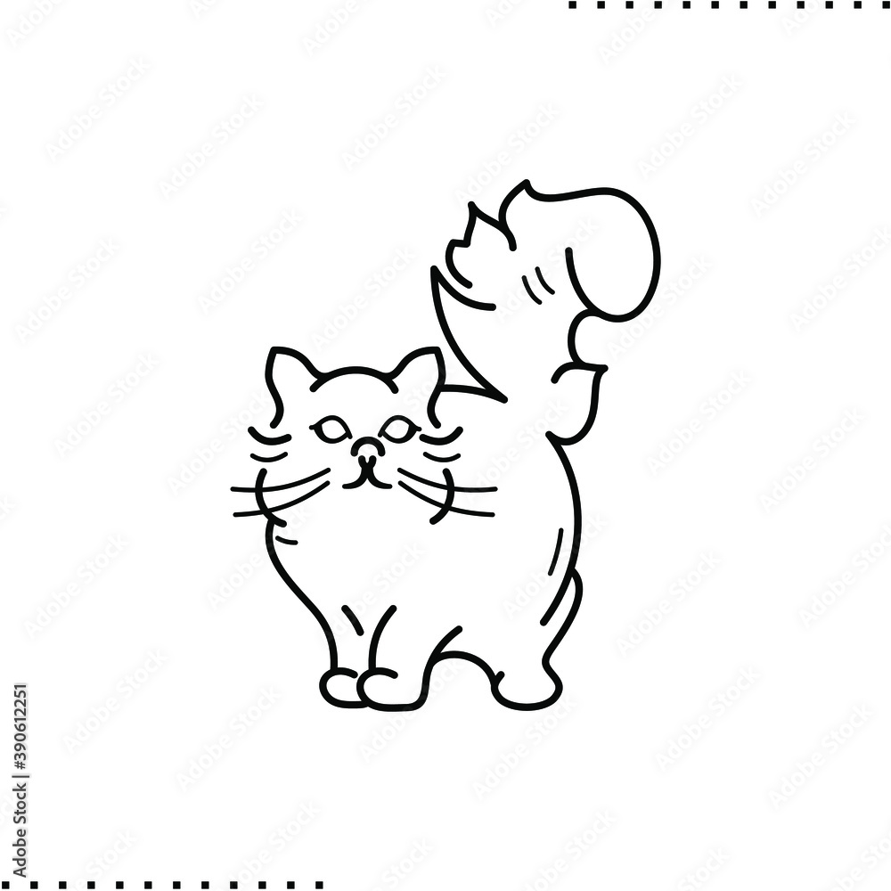 Siberian long-haired cat vector icon in outlines Siberian long-haired cat vector icon in outlines