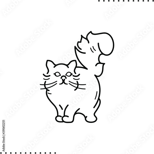 Siberian long-haired cat vector icon in outlines
