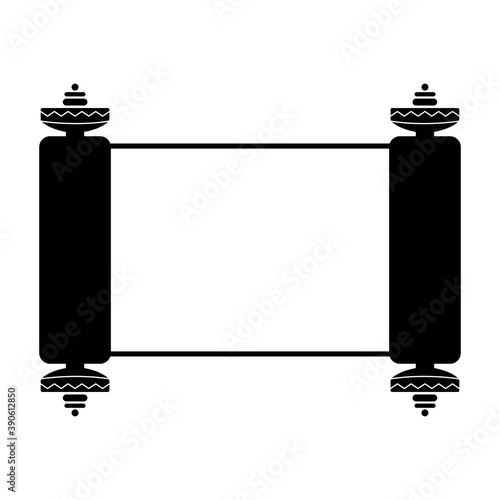 Torah icon. Jewish holy book black symbol. Isolated vector illustration.