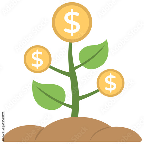 
Business growth, icon showing growing plant with dollars is relevant for growing business 
