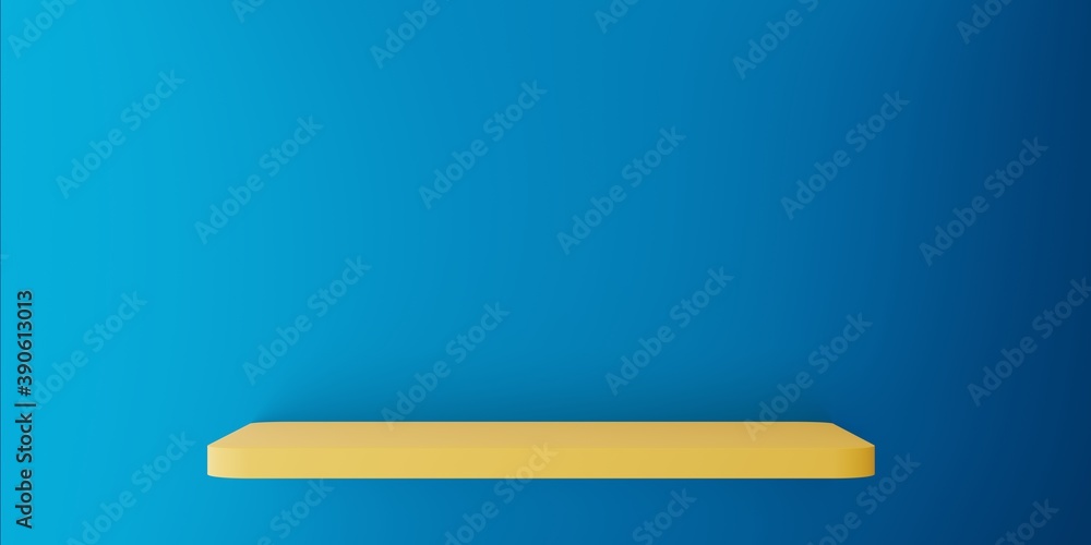 3d rendering of empty shelf yellow blue wall abstract minimal concept background. trendy color. Scene for advertising, cosmetic ads, show, technology, banner, cream. Illustration. Product display 3d rendering of empty shelf yellow blue wall abstract minimal concept background. trendy color. Scene for advertising, cosmetic ads, show, technology, banner, cream. Illustration. Product display