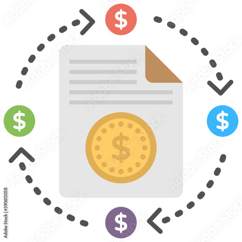 
Time is money concept flat design icon representation via different currencies symbol on a clock.
