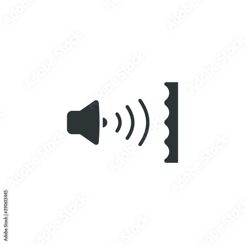 Soundproofing icon. sound insulation and heading for door. soundproof layer. Noise absorbing. Solid or glyph pictogram. Vector illustration. Design on white background. EPS 10