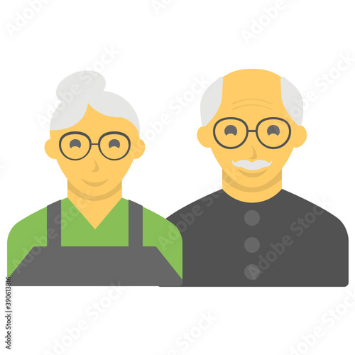 
Pictorial depiction of white haired old age couple with spectacles is throwing an idea of grandparents day icon
