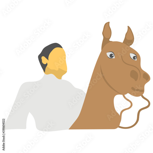 
Man riding a horse avatar is depicting the american state holiday of evacuation day
