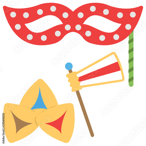 
An icon with celebration props of jews’ even purim

