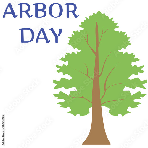 
Beautiful green tree with text of arbor day highlighting the awareness regarding plantation and arbor day celebration
