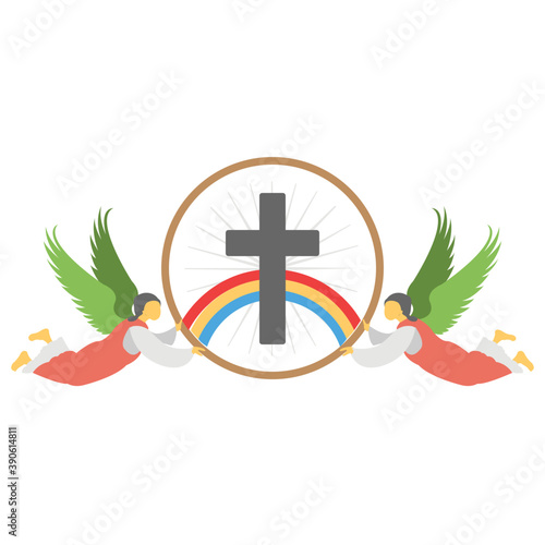 
A designed and decorated cross icon is describing the holy celebrations feast of ascension 
