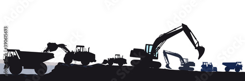 Bagger mit Bulldozer beim verladen