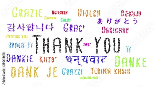 Thank You Hand Writtng Style in Multi Language Animation photo