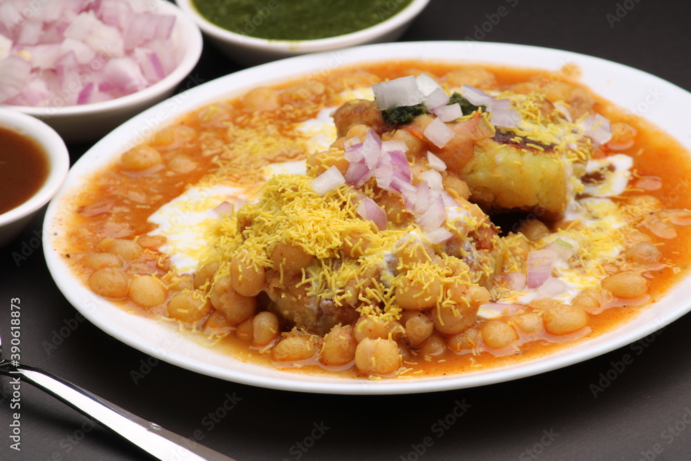Ragda pattice -Aloo tikki or Potato Cutlet or Patties is a popular Indian street food made with boiled potatoes, spices and herbs served with tamrind chutney and peas curry. Ragda pattice -Aloo tikki or Potato Cutlet or Patties is a popular Indian street food made with boiled potatoes, spices and herbs served with tamrind chutney and peas curry.