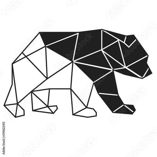Geometric bear walking. Vector symbol illustration.
