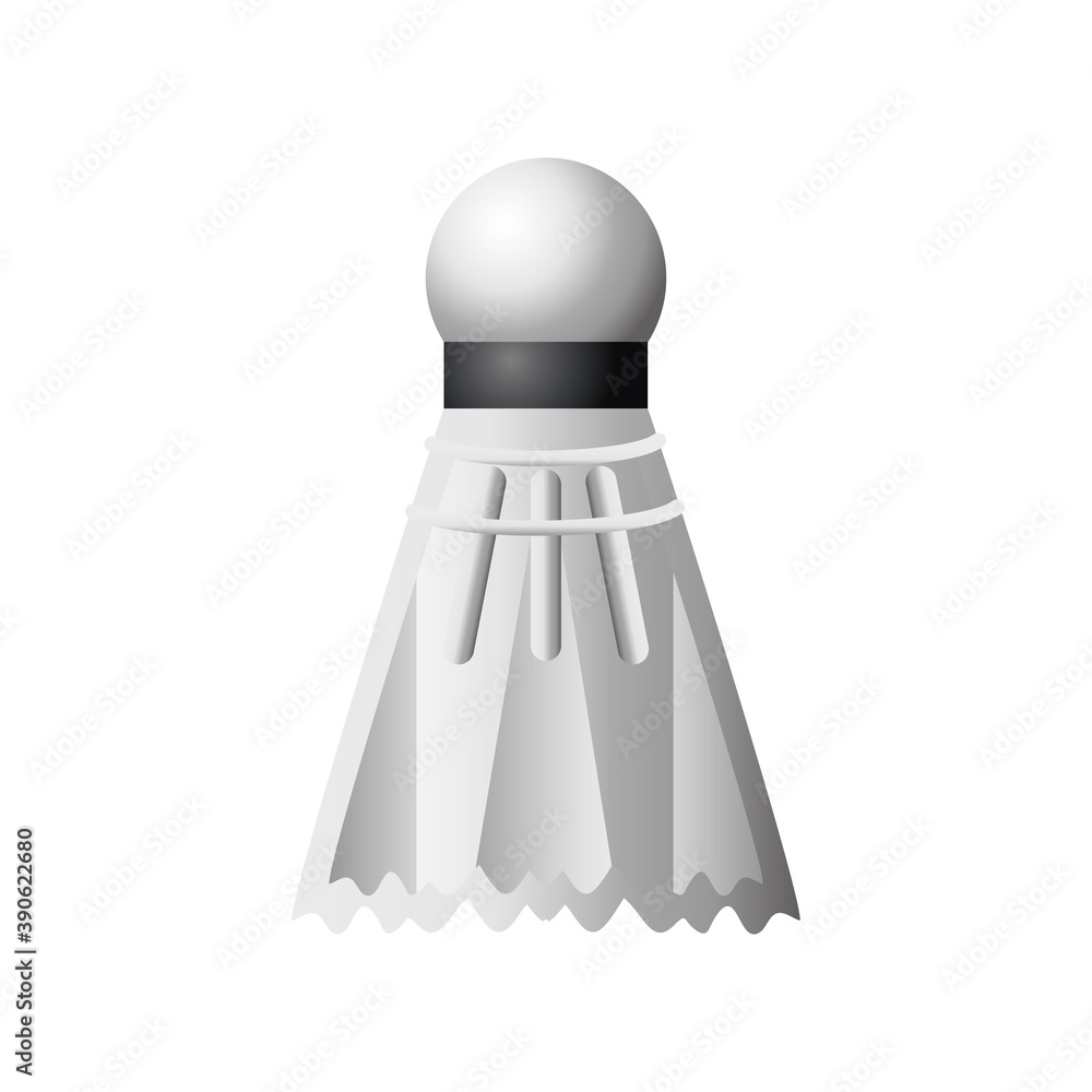 badminton shuttlecock with feathers sport equiment detailed design icon