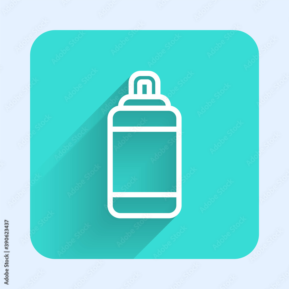 White line Punching bag icon isolated with long shadow. Green square button. Vector. White line Punching bag icon isolated with long shadow. Green square button. Vector.