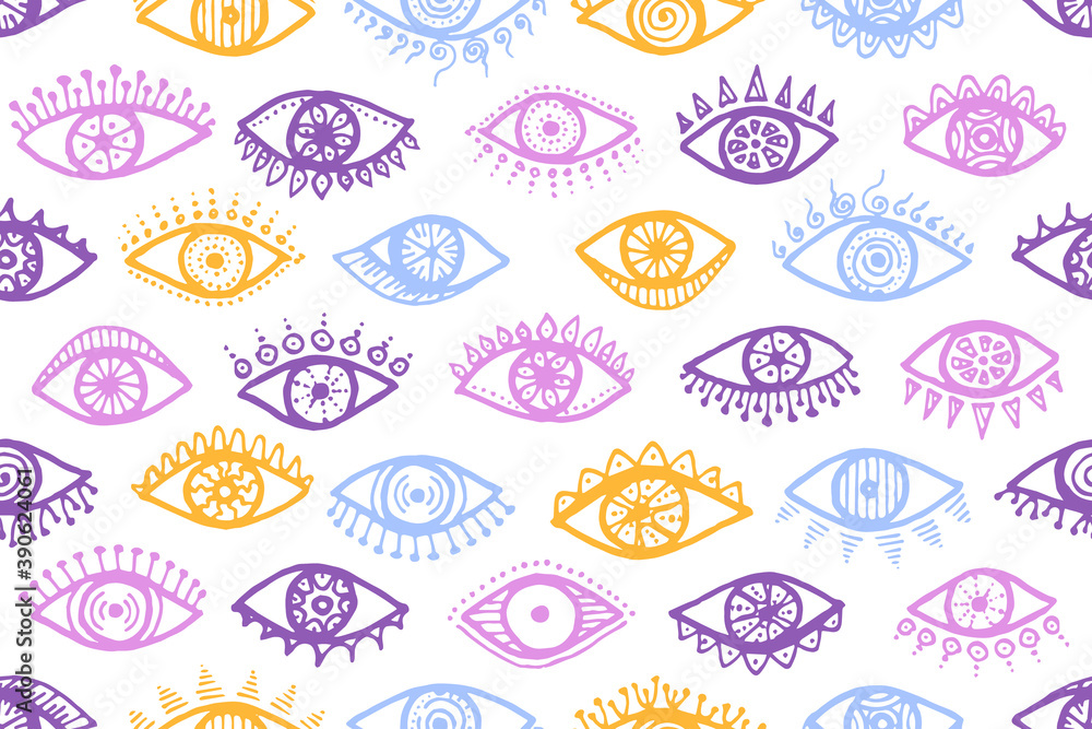 Doodle human eyes esoteric repeatable ornament. Doodle human eyes esoteric repeatable ornament.