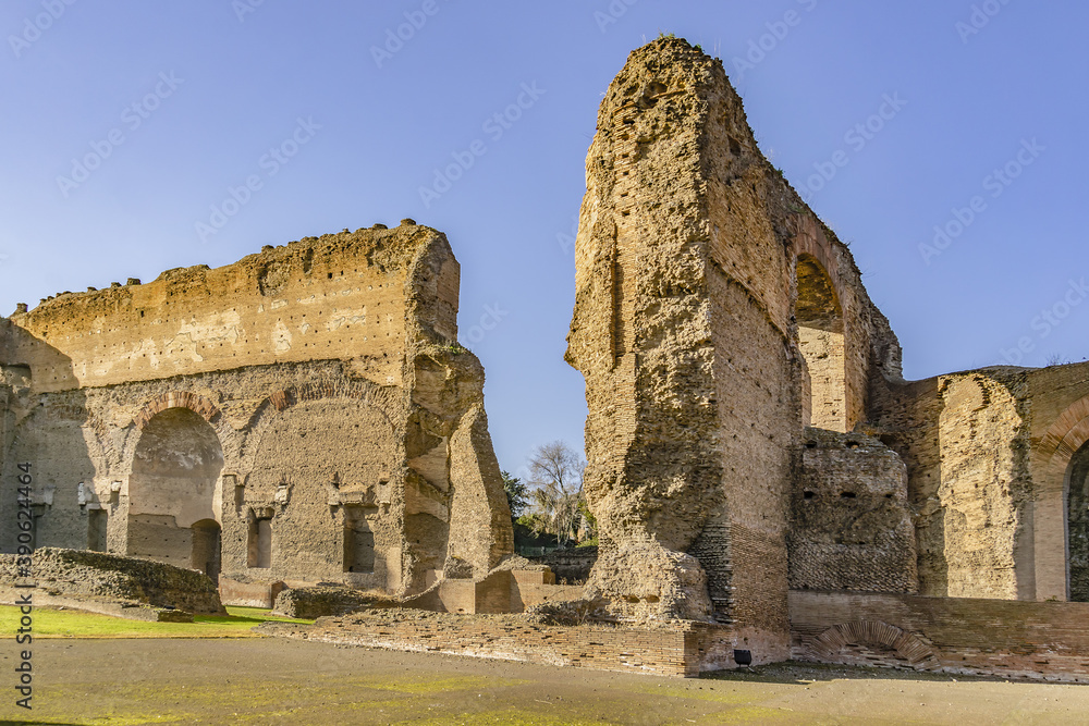 Ruins of the Baths of Caracalla (Terme di Caracalla). These were one of the most important baths of Rome at the time of the Roman Empire. Rome, Italy.