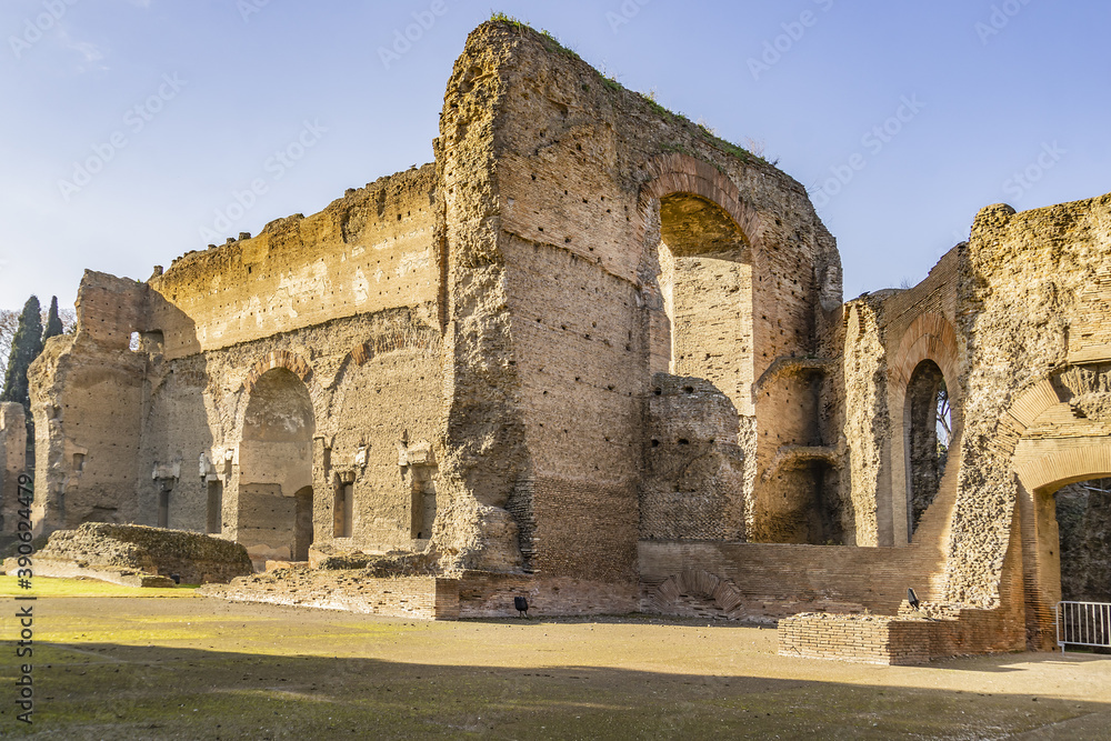 Ruins of the Baths of Caracalla (Terme di Caracalla). These were one of the most important baths of Rome at the time of the Roman Empire. Rome, Italy.