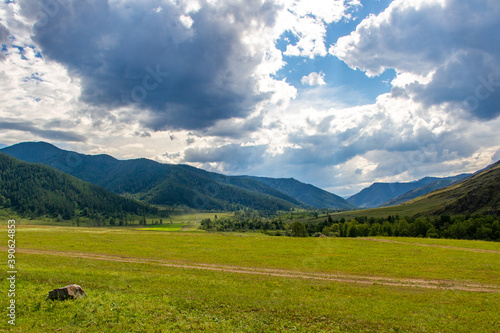 Landscape with mountains, sky and clouds