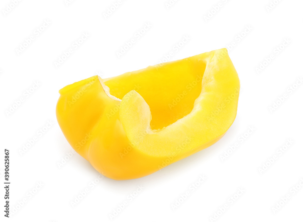 Slice of yellow bell pepper isolated on white Slice of yellow bell pepper isolated on white