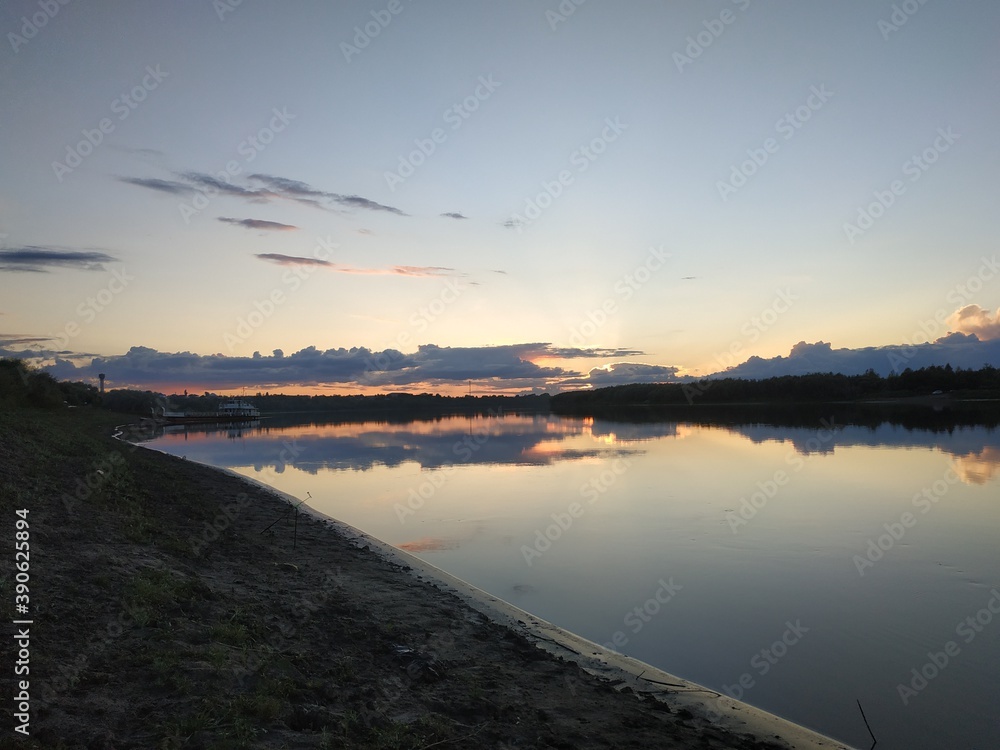 Fototapeta premium Иртыш , закат , сентябрь