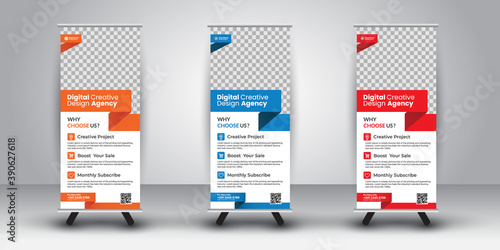 Rollup Presentation With Multicolor Versatile, Fully Editable, With Bleed.