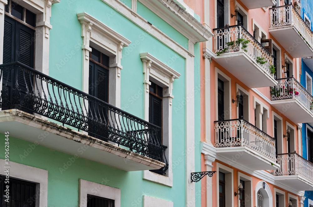 colorful facades and balconies of old san juan