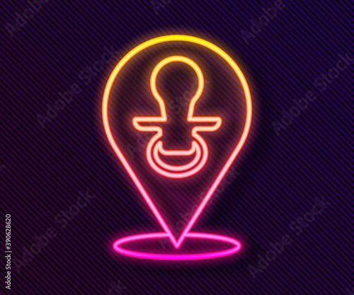Glowing neon line Baby dummy pacifier icon isolated on black background. Toy of a child. Vector.