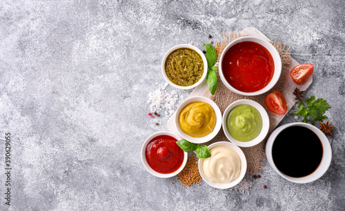 Assorted tasty rich sauces