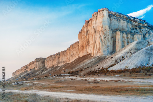 Panoramic view of the famous White rock in Crimea, beautiful landscape for postcards